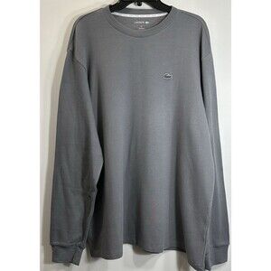 Lacoste Shirt Mens XXL Gray Sleepwear Crocodile Waffle Knit Thermal Long SL
